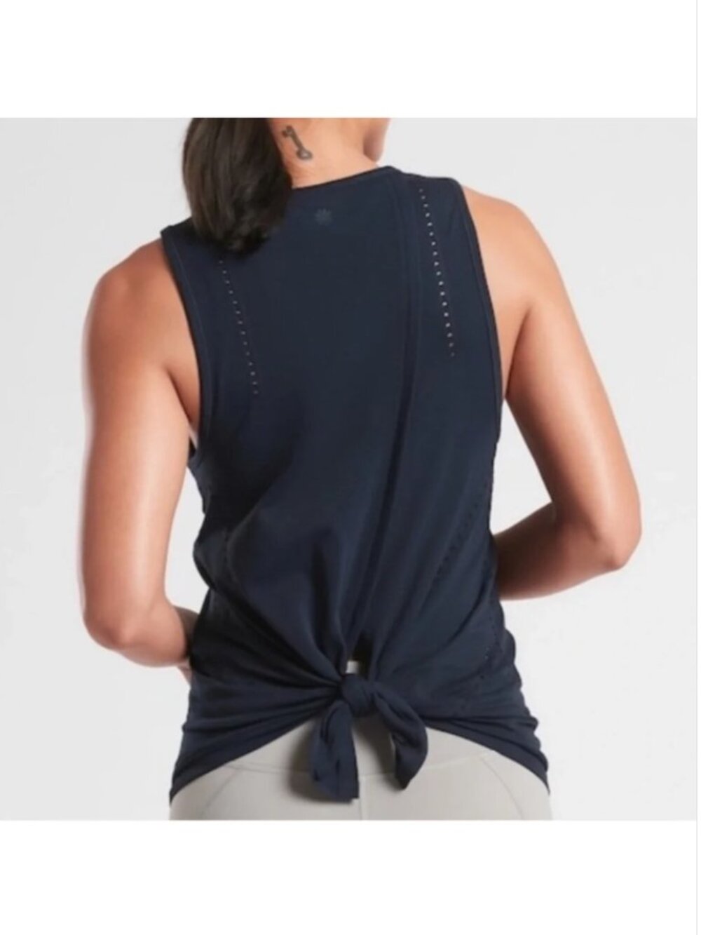 Athleta Navy Laser-Cut Performance Tank